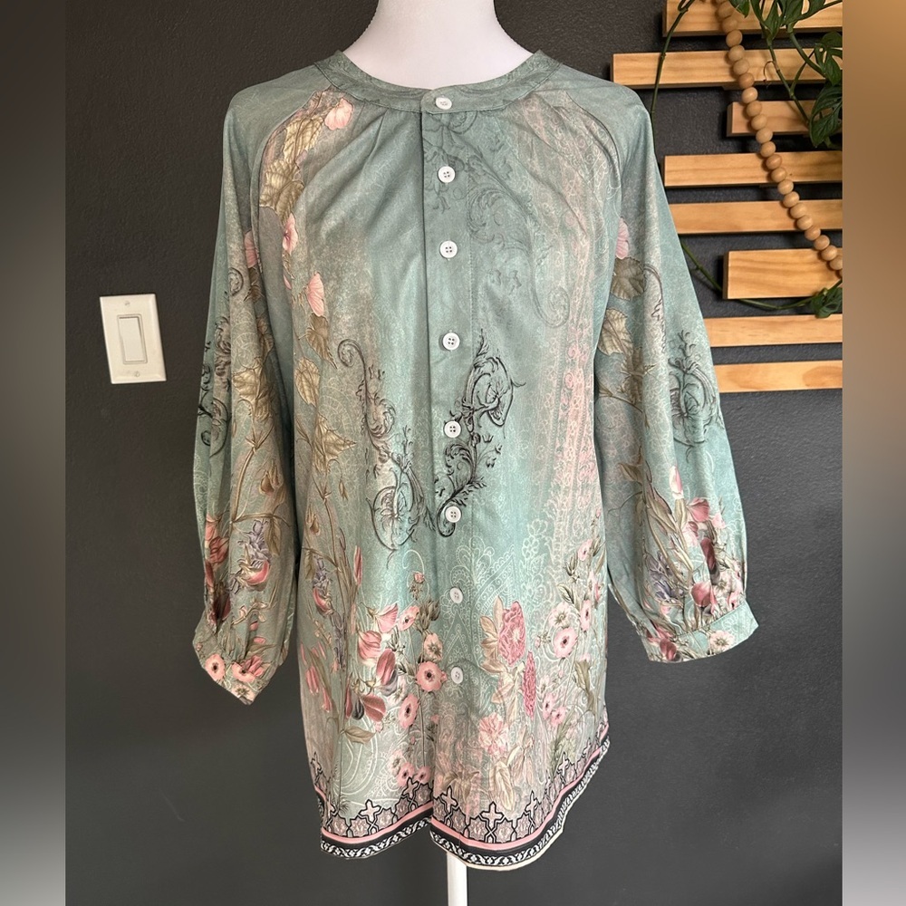 Flamingals Floral Button-Up Blouse